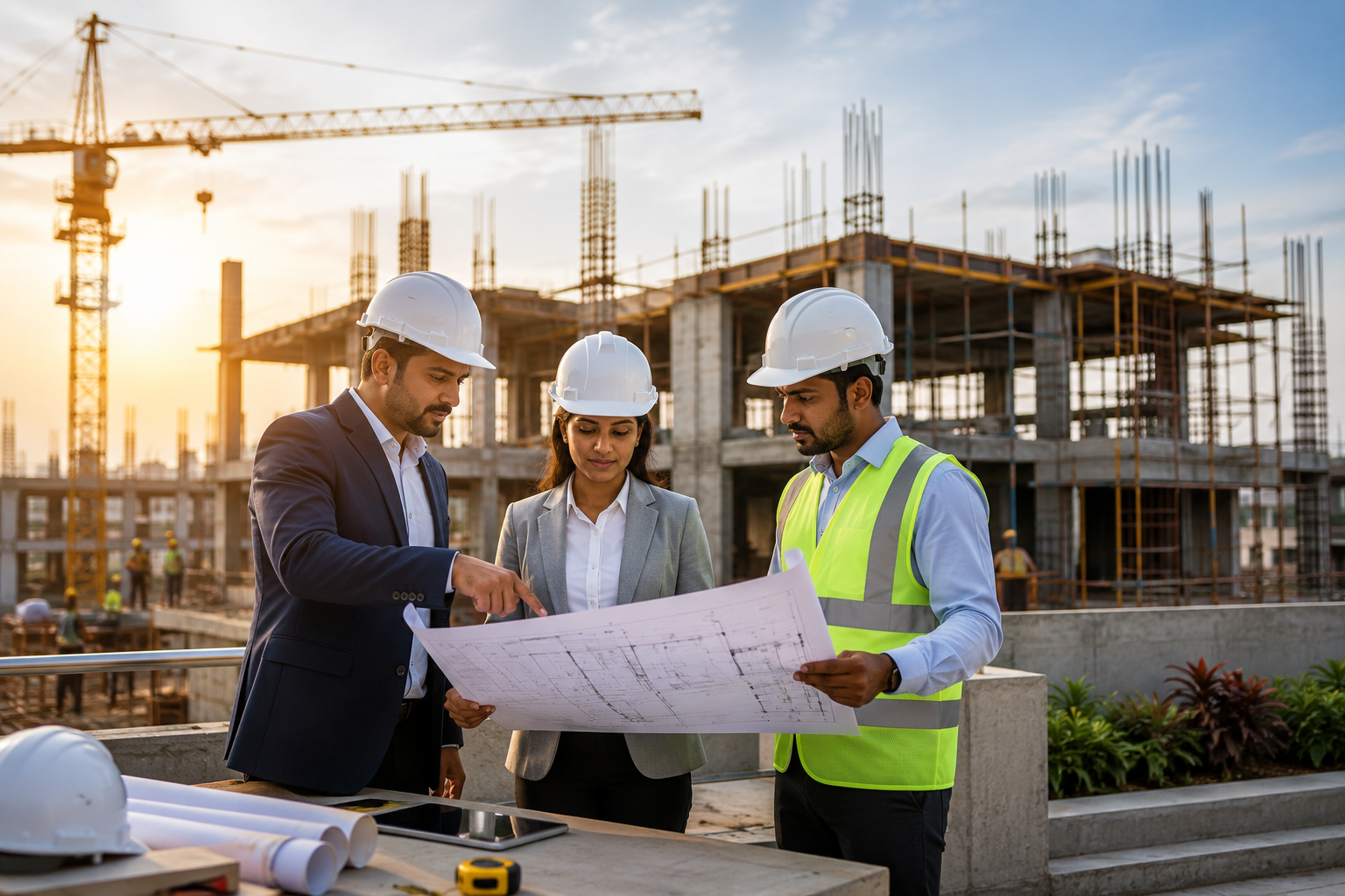 Nivetha Construction team on a project site in Chennai
