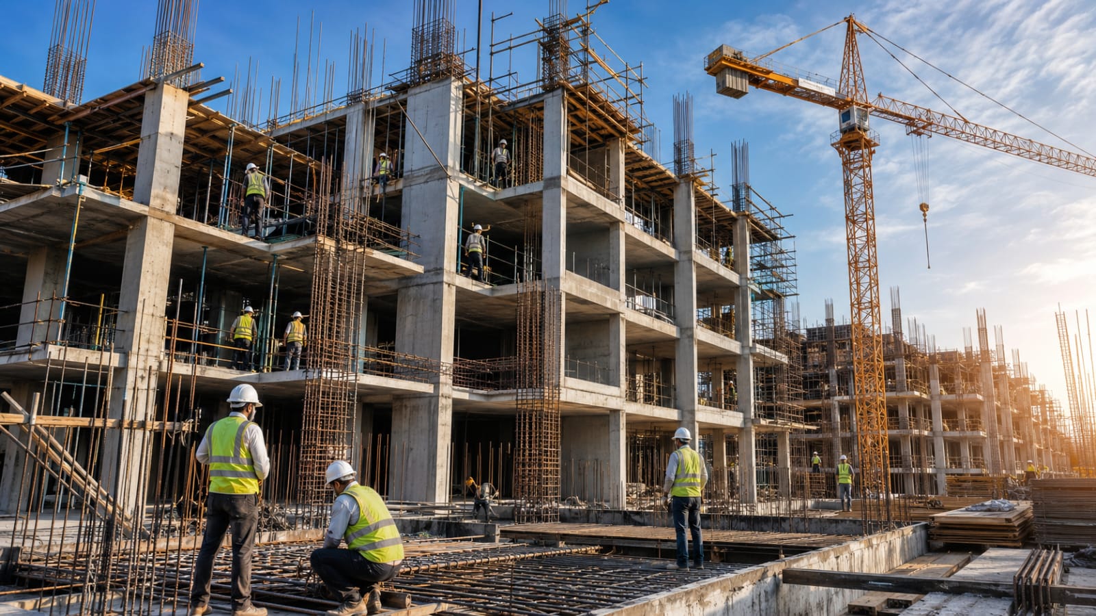 Commercial building under construction by Nivetha Construction