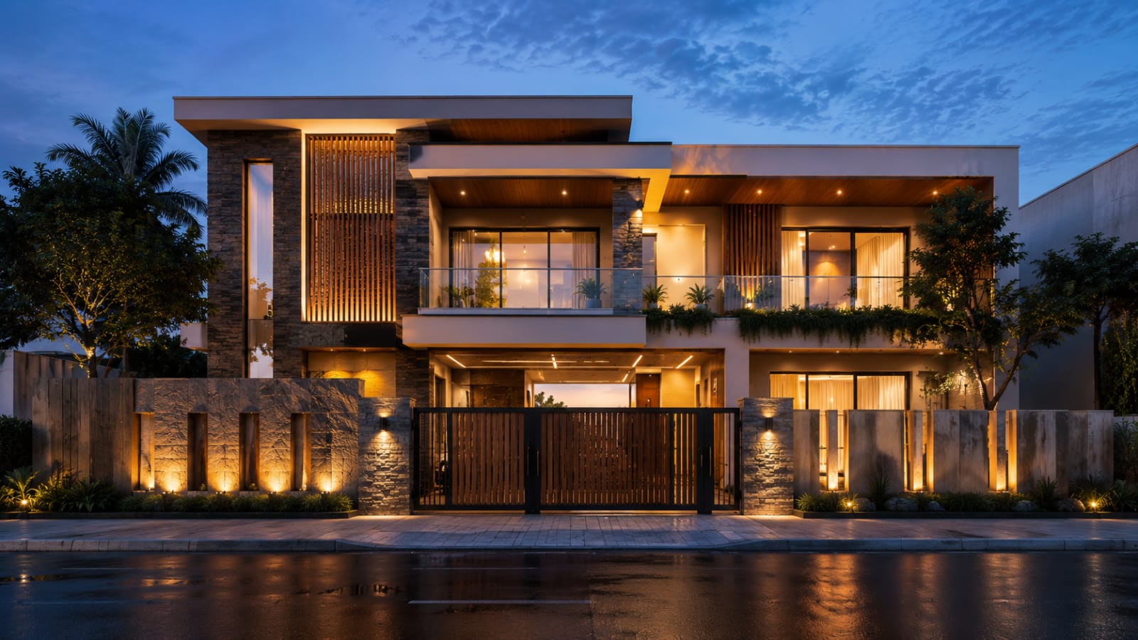 3D elevation rendering of a modern building