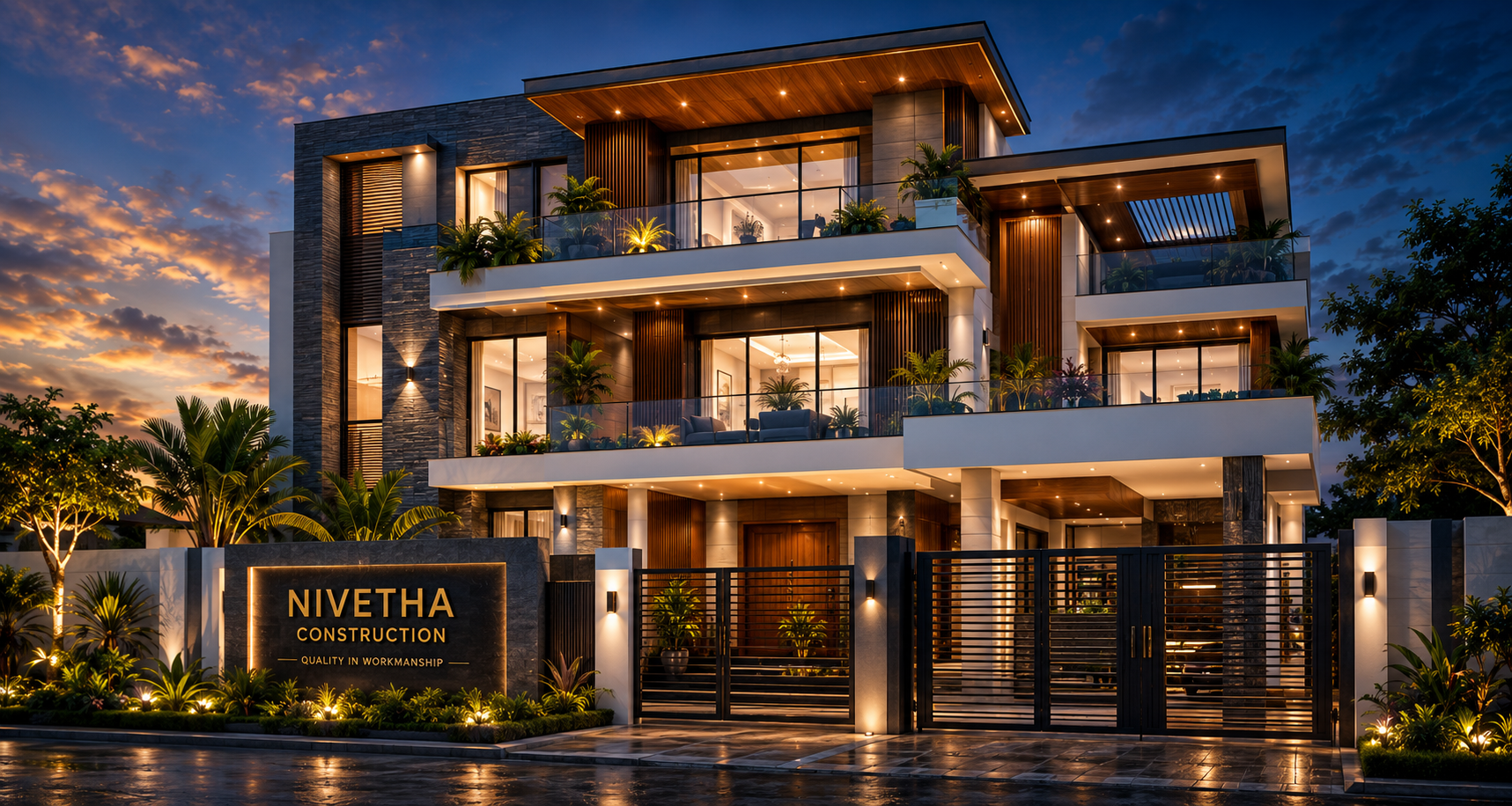 Luxury modern villa designed and built by Nivetha Construction